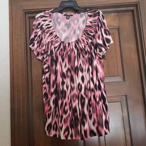 Style & co women's pink leopard blouse